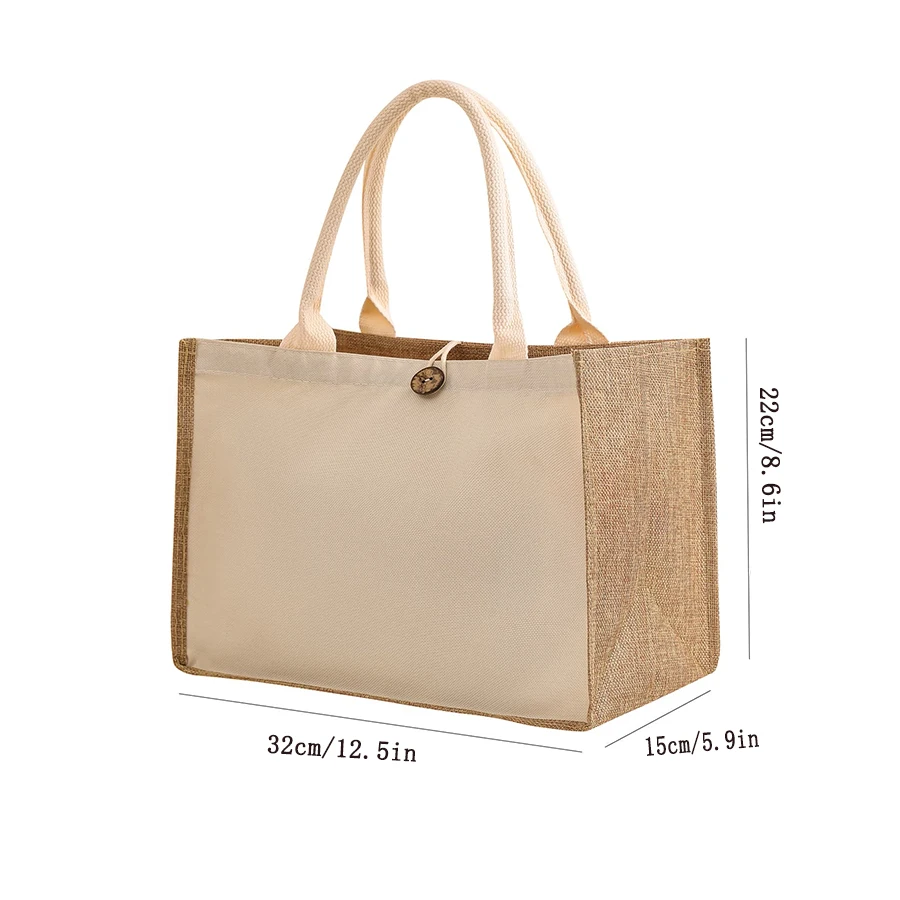 Linen plain color ladies handbag  buckle style fashionable multi-functional gift bag  daily outing shopping storage bag 15