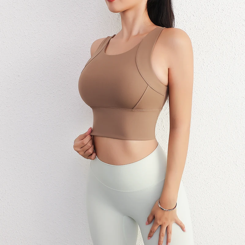 طقم حمالة صدر رياضية للنساء ، بلوزة يوجا ، رقبة دا...