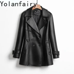 Women's Jacket Spring 2022 Genuine Leather 100% Sheepskin Jackets for Women Black Motorcycle Woman Clothes Veste Femme Xhl364