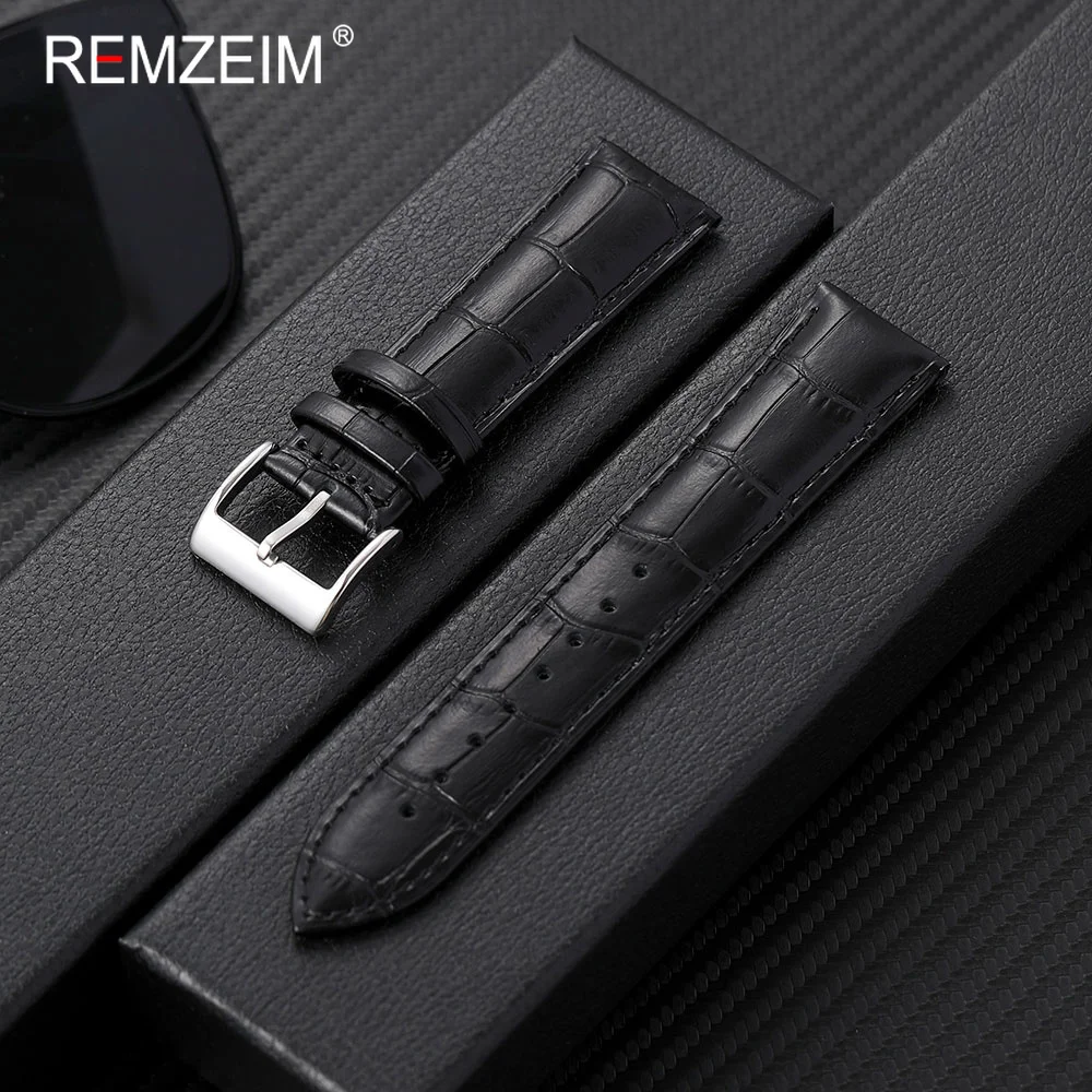 Men's Fashionable Embossed Leather Watch Strap - Comfortable Business Style Replacement Band