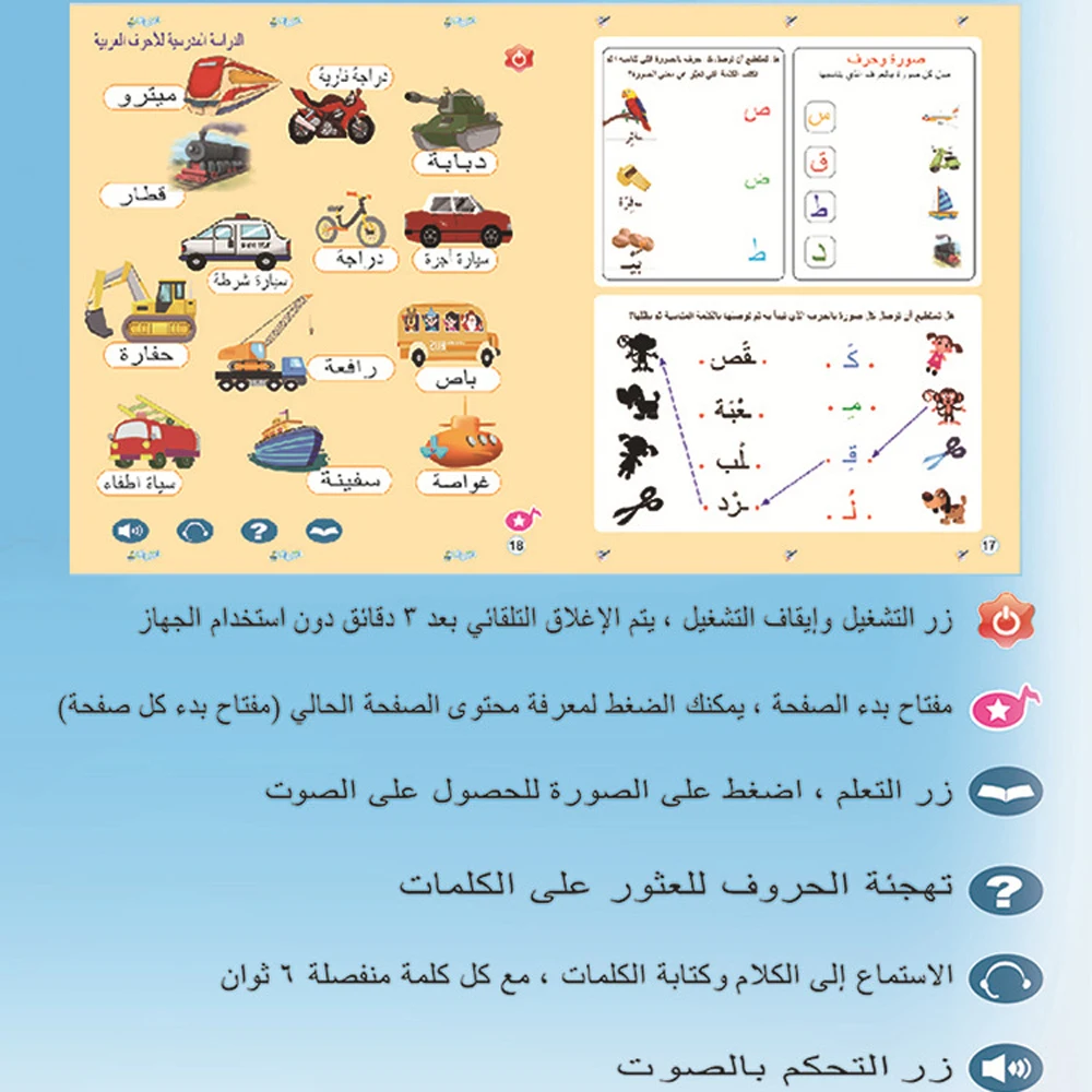 Kids Electronic Phonetic Chart Wall Arabic Language Multifunction Alphabet Speak Learning Machine Book Early Education Toys Gift 3