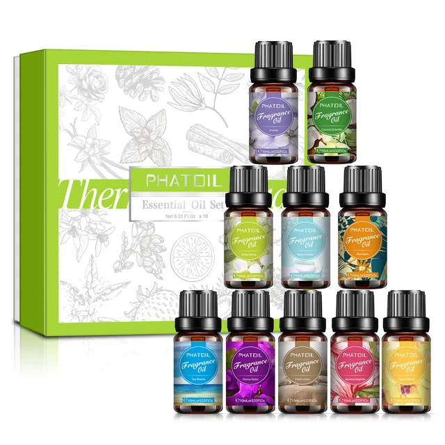 PHATOIL 9PCS Fruity Essential Oils Gift Set, 10ml/0.33fl.oz