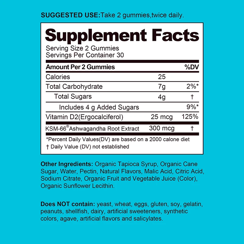 Ashwagandha Gummies Improve Sleep Balance Mood Relieve Stress Enhance Cognitive Ability Immune Support