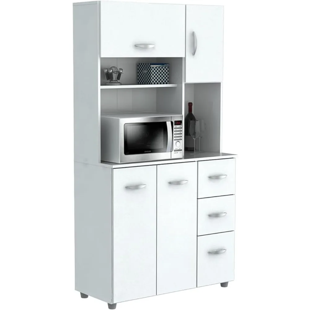 

Inval America 4 Door Microwave Storage Cabinet, 15.35 x 35.04 x 66.14, White