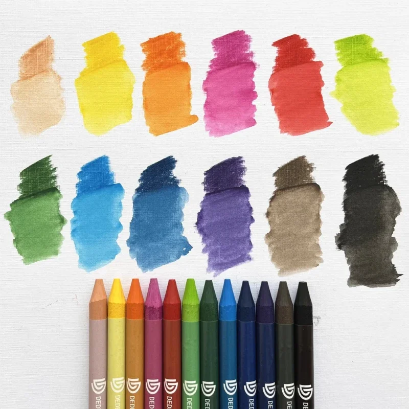 12 Color Wood Free Watercolor Stick Water-soluble Full Core Color Pencil No Sharpening Graffiti Watercolor Brush Art Supplies