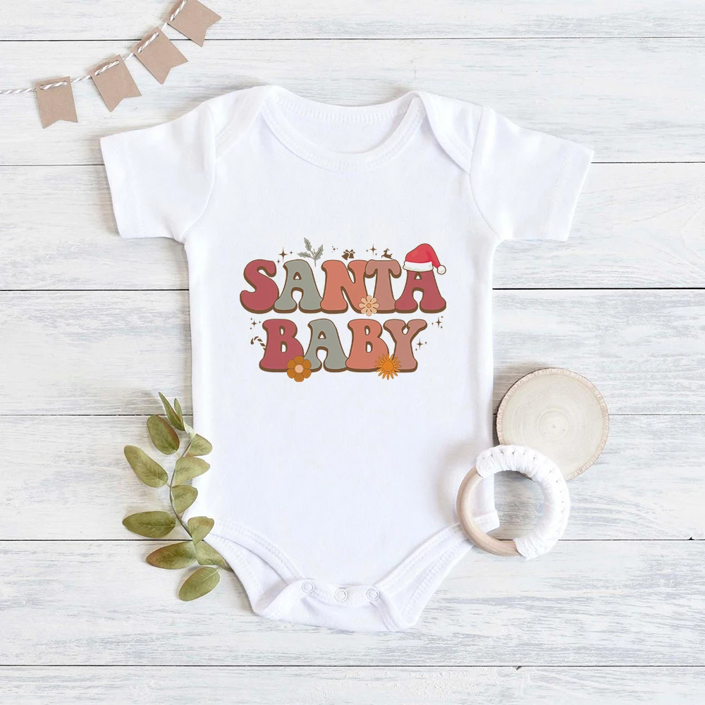 

Santa Baby Cute Newborn Infant Onesies Merry Christmas Fashion Ropa De Bebe Short Sleeve Comfy Soft Toddler Bodysuits Pajamas