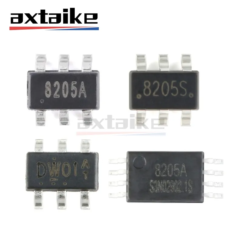 20PCS-DW01-DW01A-8205A-8205S-SOT23-6-TSSOP-8-SMD-6A-20V-Dual-N-Channel ...
