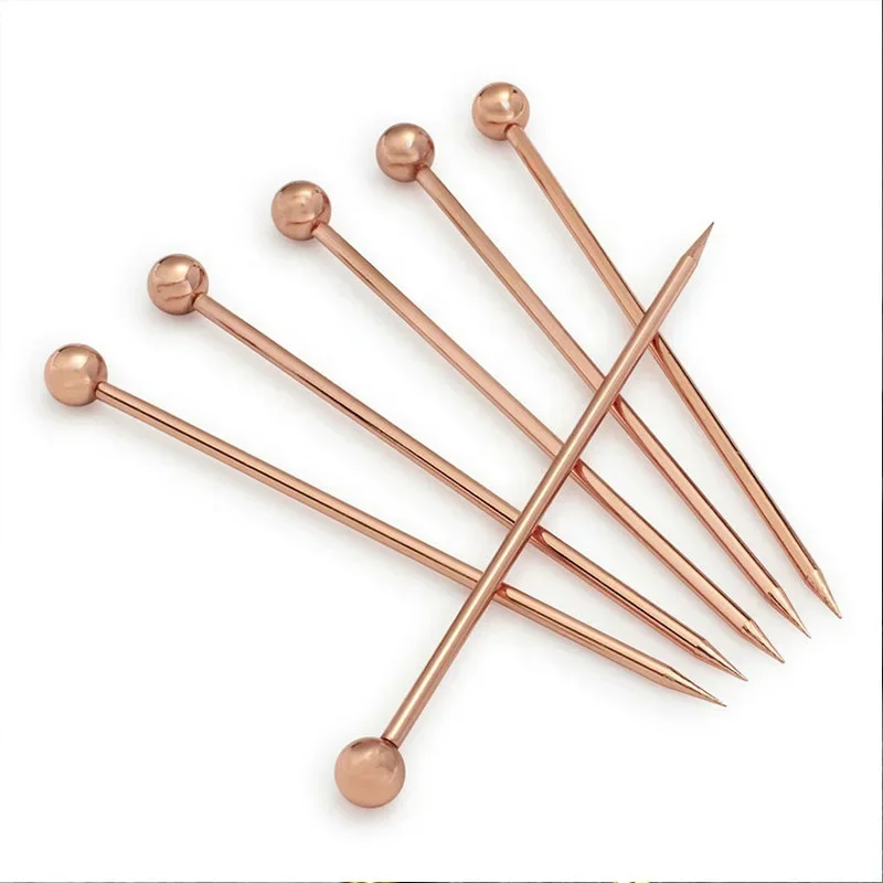5pcs Stainless Steel Cocktail Wine Needle Picks Stick Reusable Metal Cocktail Skewers Olives Appetizers Bar Christmas Party
