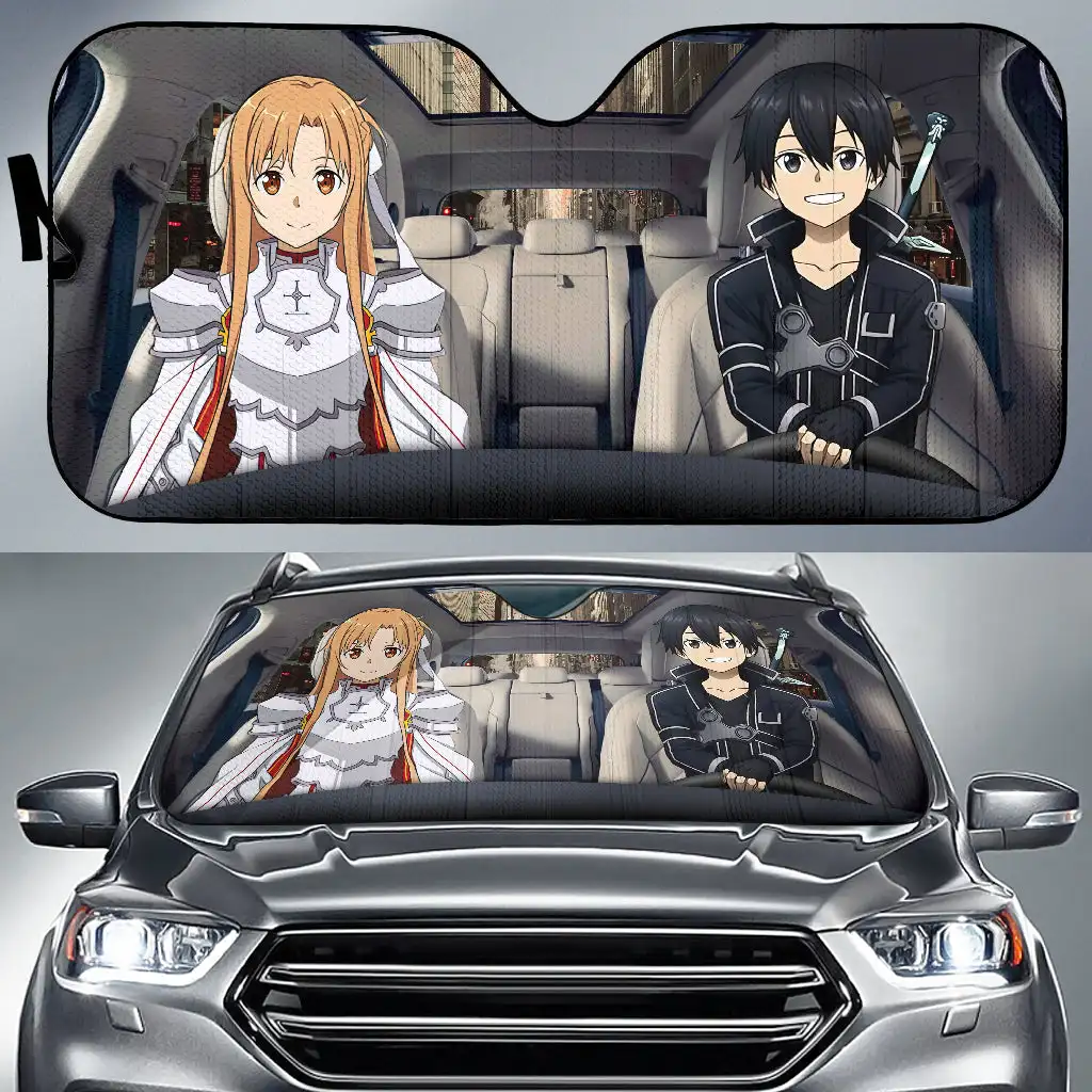 

Sword Art Online Kirito And Asuna Driving Car Auto Sunshades Car Accessories Decor Gift Sun Shade Protector