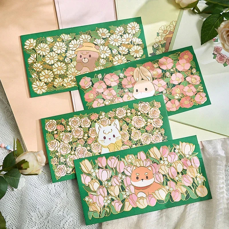Kraft Paper Envelopes Mailing Envelopes 22pcs/Set Cute Floral Envelopes with Letter Pads Seal Stickers Kawaii Bookmarks Postcards Greeting Cards Cover Korean Stationery kraft paper envelopes,mailing envelopes