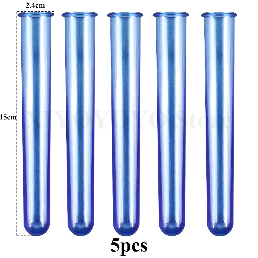 5-Piece Acrylic Glass Floral Test Tube Vase Set for Home Decor and Hydroponic Displays
