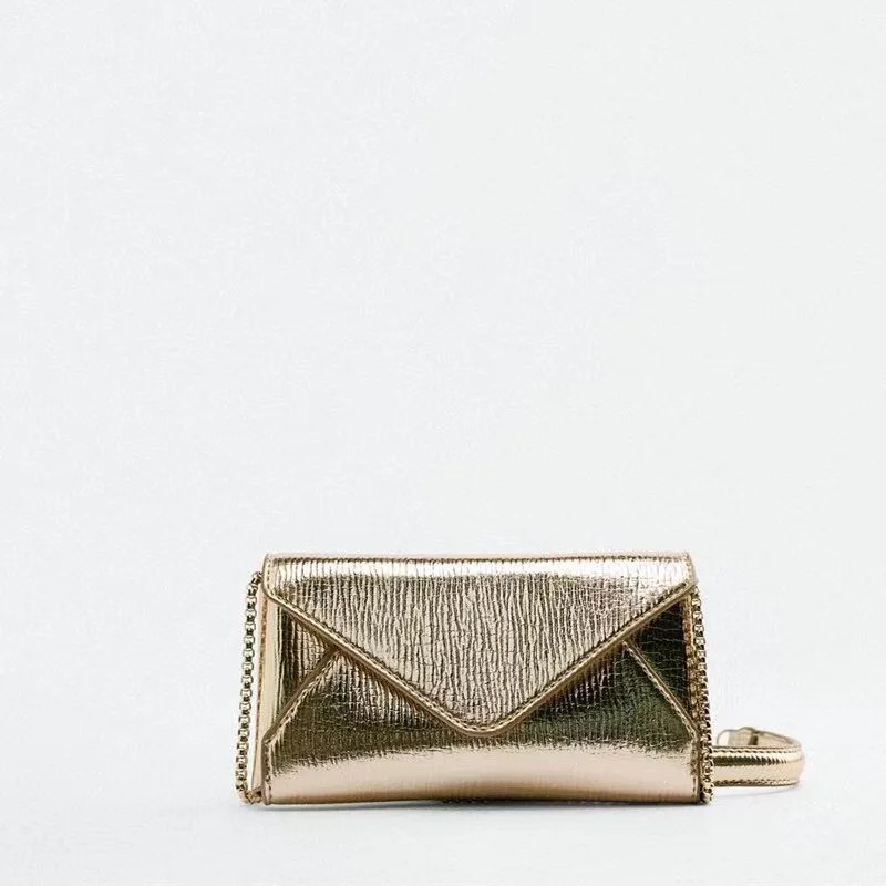 

Summer New Women's Messenger Niche Bright Color Chain Shoulder Crossbody Bag Party Glossy Chain Evening Clutch Handbag