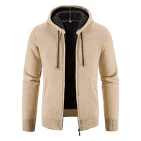Men's Winter Thickened Hooded Zipper Cardigan Sweater Jacket Outerwear Casual Large Size Knittedwear from Mainland China