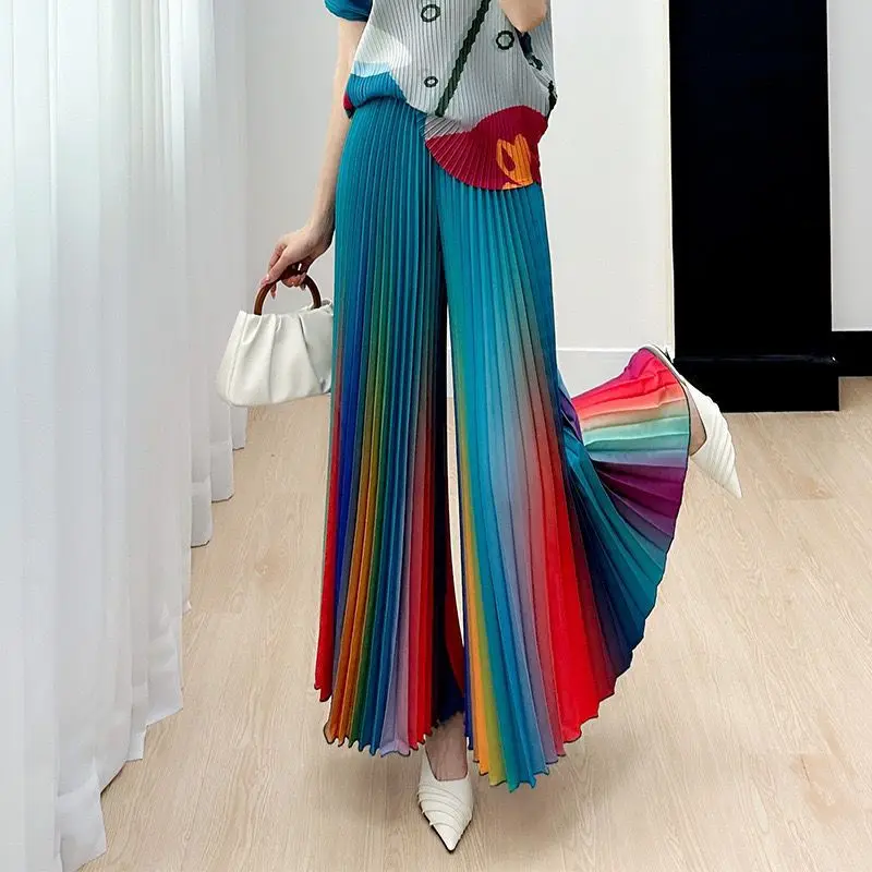 Fashion 2024 Summer New Loose Trendy Design Rainbow Gradient Women's Casual Pants  sweatpants women