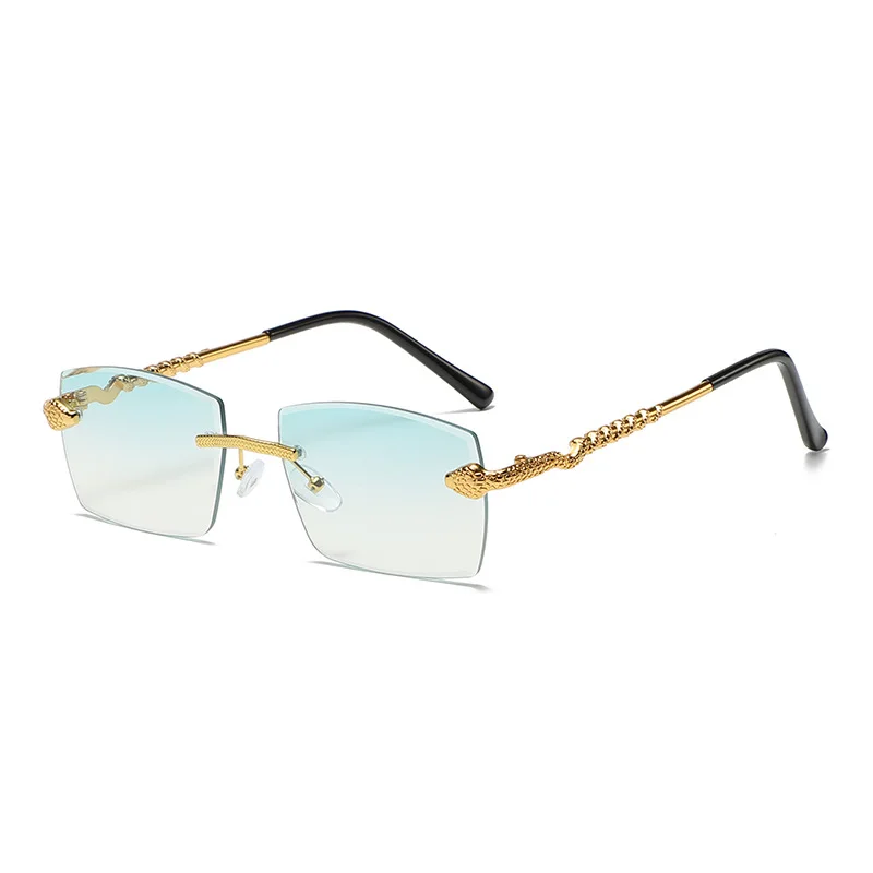 CATERSIDE 2022 New Rimless Sunglasses Men Small Square Serpentine Metal Sun  Glasses for Women Trend Outdoor Travelling Eyewear