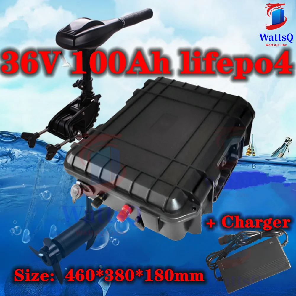 

waterproof 36V 100AH lifepo4 lithium rechargeable battery for 4000w tricycle bicycle UPS bike scooter boat +10A Charger