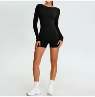 Long Sleeve Sexy Backless Sport Short Jumpsuit Women One Piece Outfit Tight Gym Rompers Workout Clothes Unitard Fitness Overalls - Image 5