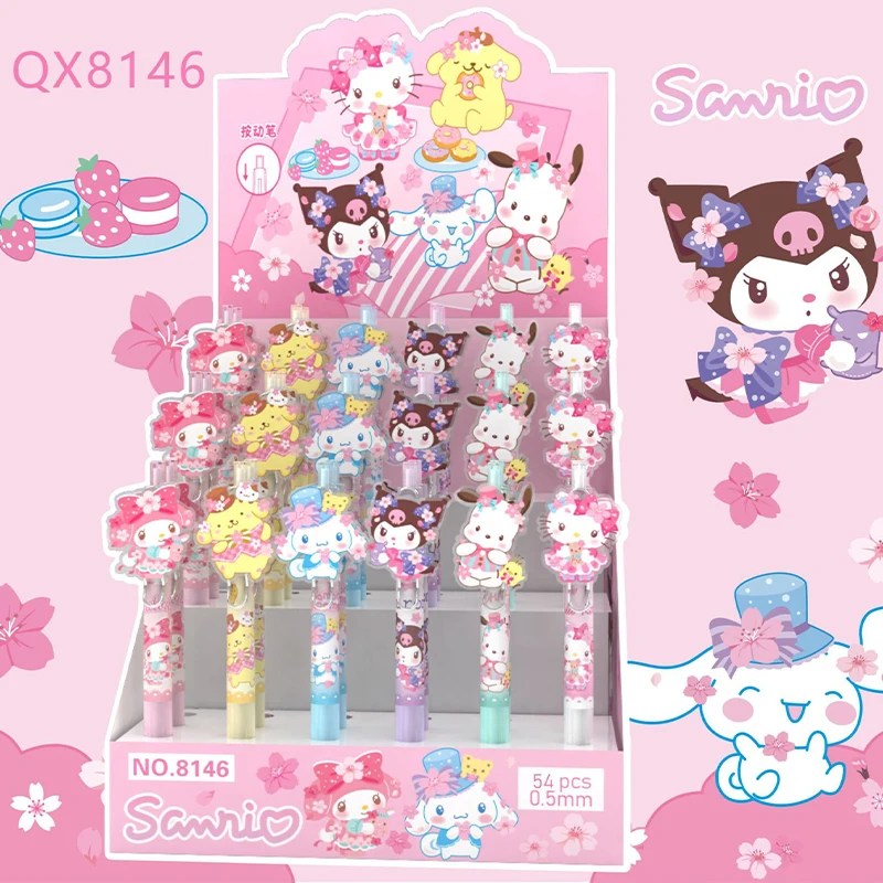 

Sanrio 54pcs Cartoon Kuromi Gel Pen Creative Decompression Student Stationery Pens 0.5 Black Kawaii School Kid Birthday Gift Pen