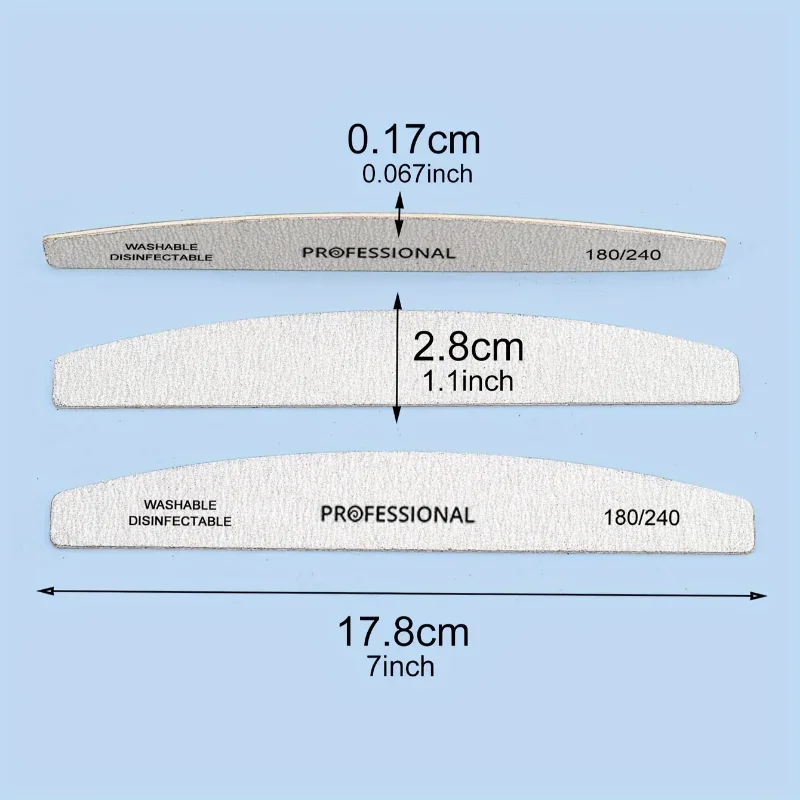 5 pcs Top selling double-sided nail file, half moon shaped diamond shaped oval nail tool for trimming Rubbing strips