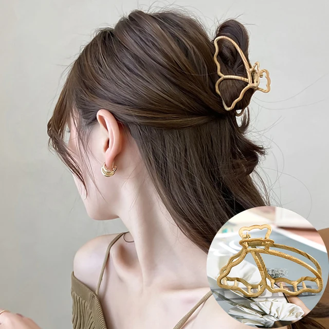 AWAYTR Rhinestone Metal Hair Claw Crab Clip For Women Girls Shiny Barrette Hairpin Crystal Pearl Hair Accessories Jewelry Gift 1205-b