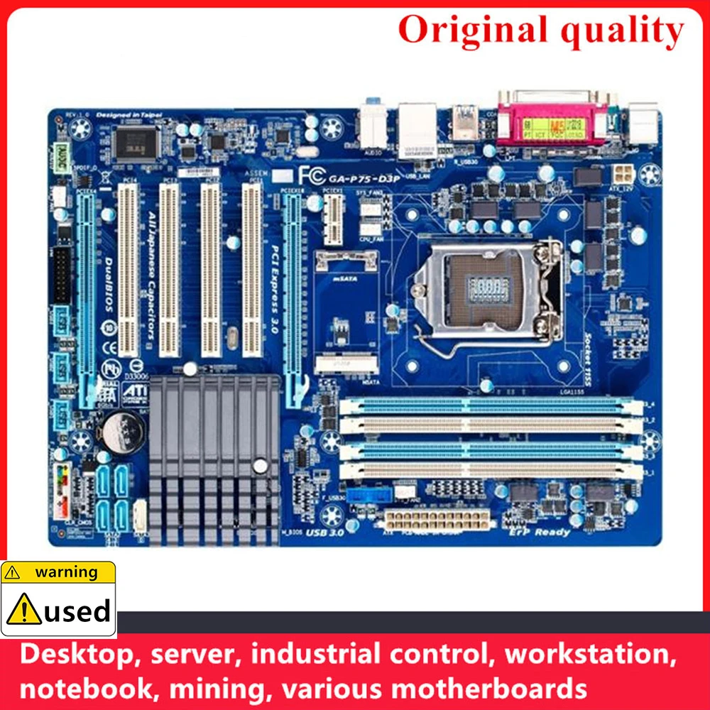 

For GA-P75-D3P P75-D3P Motherboards LGA 1155 DDR3 32GB ATX For Intel B75 Desktop Mainboard SATA III USB3.0