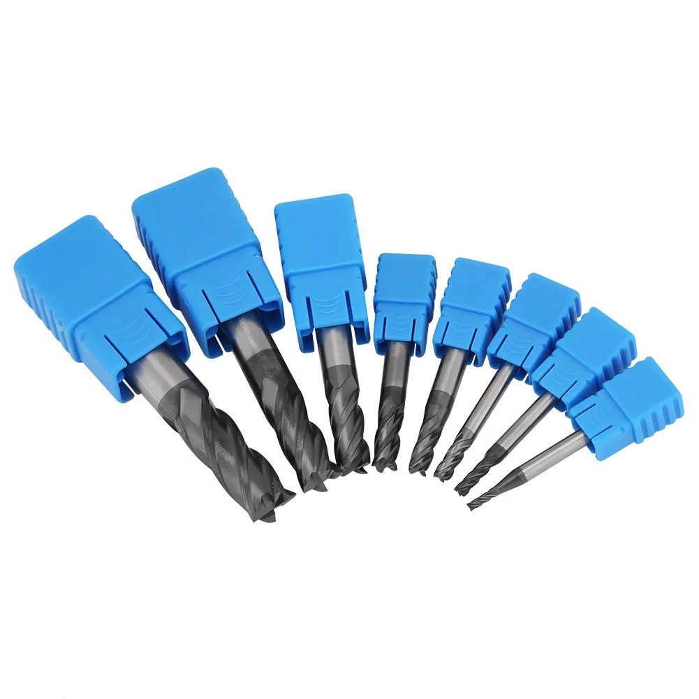 8Pcs 2-12mm Carbide End Mill 4 Flutes End Mill Set Milling Cutter Tool Kit CNC Carbide Milling Cutter Spiral Router Bits
