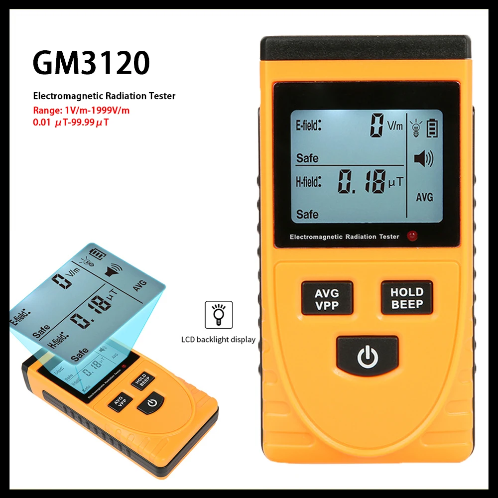 GM3120 Electromagnetic Radiation Tester, Home Appliances Office Devices Radiation Protection for Phones Computers