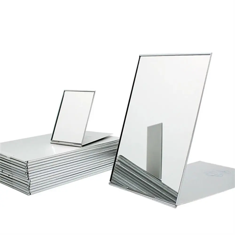 작은 거울 알루미늄 접이식 거울 접이식 소형 화장 거울 직사각형 초박형 포켓 미니 거울 여행용