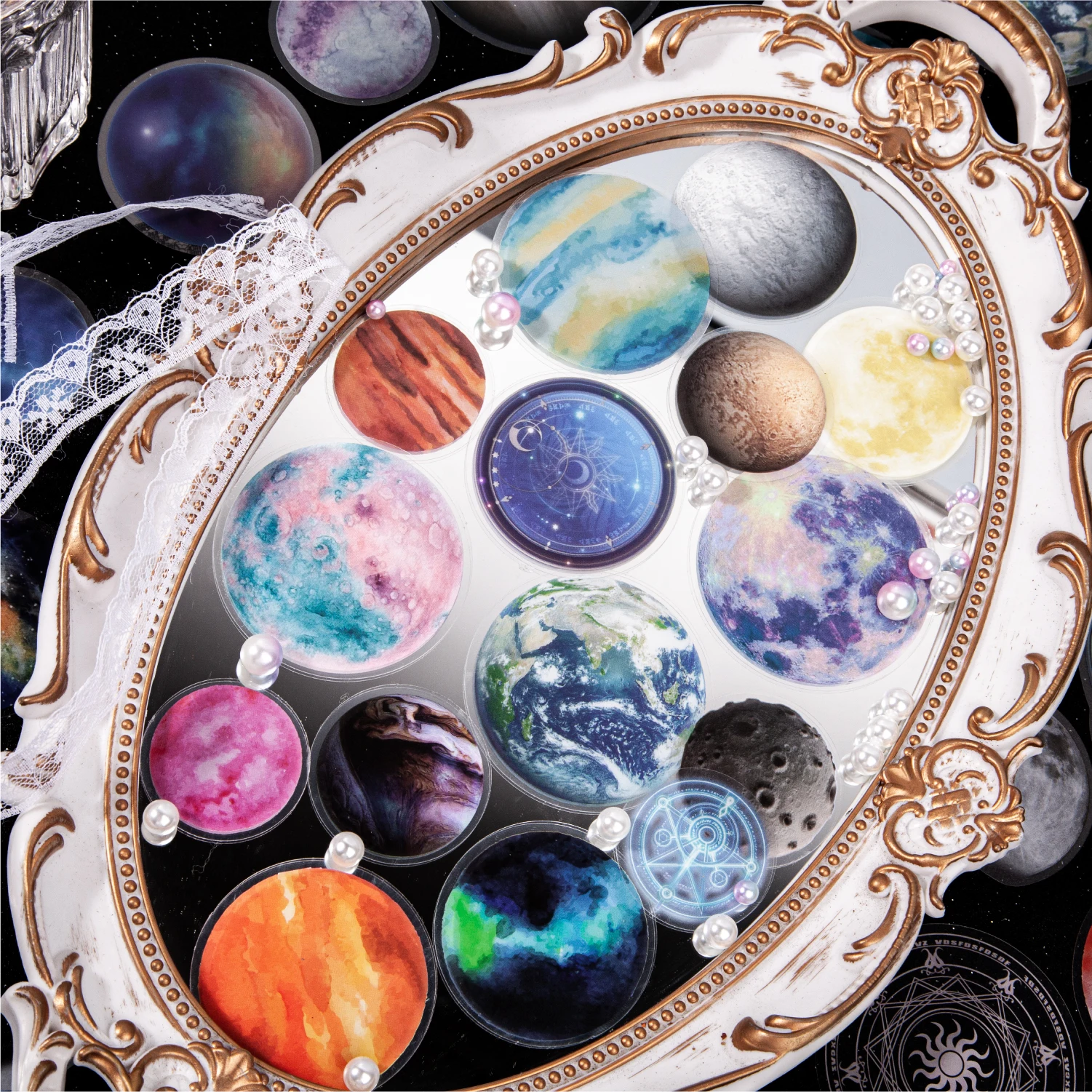 

30Pcs/Pack Assorted Planet PET Stickers Aesthetic Sketchbook Scrapbooking Decor Phone Laptop Room Accessories Art Diary Collage