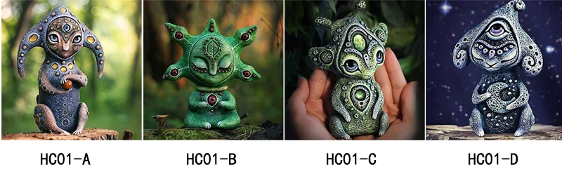 Description Picture 2 of item1pc Fantasyland Creatures Three Eyes Alien Sculpture Crafts Ornaments Outdoor Courtyard Garden Home Decor Elf Resin Statue