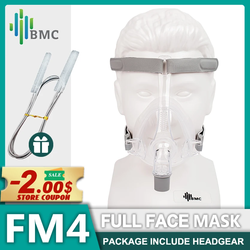 

BMC FM4 Full Face CPAP Mask Sleep Apnea Mask For Apnea Snoring Mask Treat Anti snoring Sleep Aid With Headgear Suitable 22m Tube