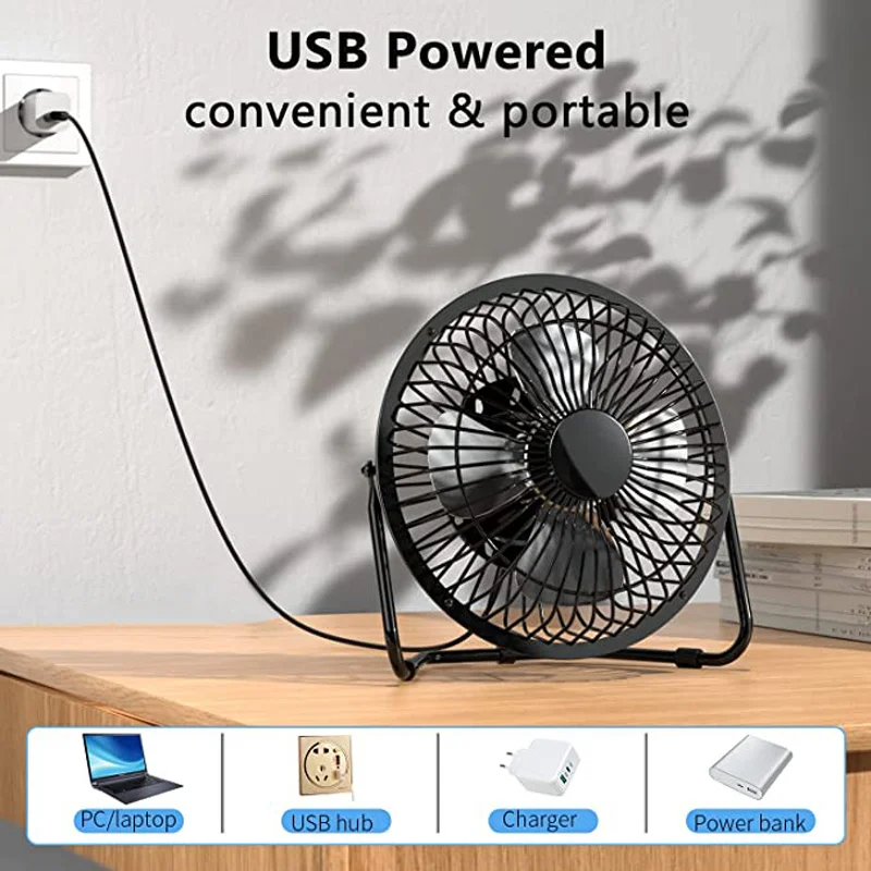 USB Quiet Fan Desktop Cooler for Phone Laptop Summer Cooling Fan 180 Degree Rotation 4 Blades USB Mini Black/White/Blue mini fan cooling fan