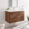 Render 36" Wall-Mount Bathroom Vanity in Walnut White 1