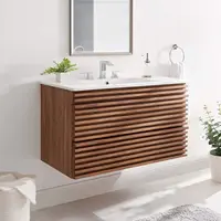 Render 36" Wall-Mount Bathroom Vanity in Walnut White 1