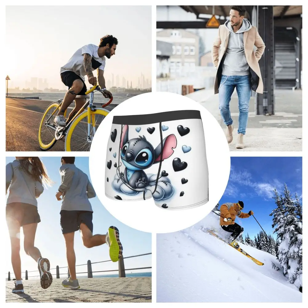 Custom Stitch Lion Cute Boxers Shorts Men's Disney Movie Briefs Underwear Fashion Underpants