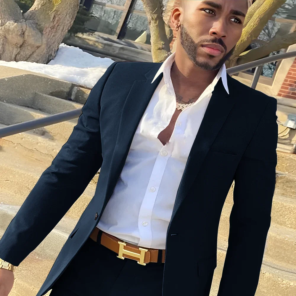 Blazer bleu marine imbibé pour hommes