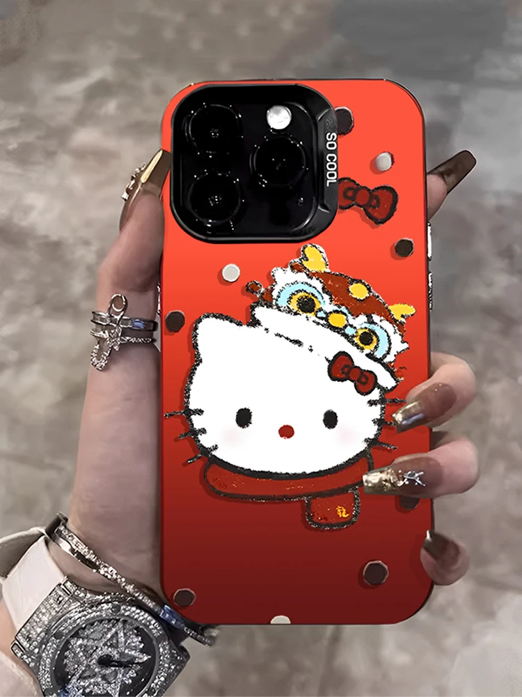

Подходит для Apple 14 дюймов с рисунком льва Hello Kitty телефон женский акриловый 15 pro милый 13 женский 11 лазерный iPhonex premium