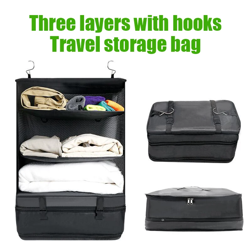 

Тройная складная дорожная коробка для хранения с крючком, чемодан для упаковки кубиков, Набор чехлов, Портативная сумка для багажа