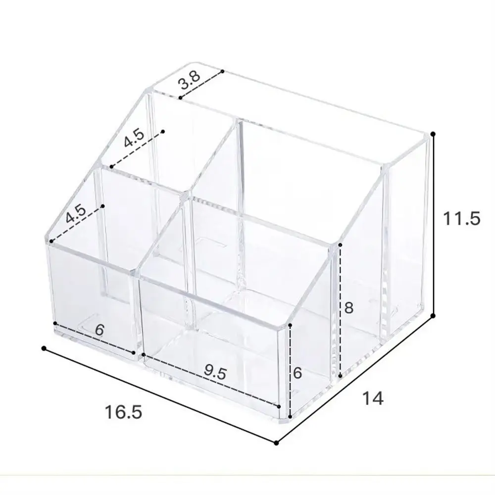 Desk Pen Holder Pen Stand Transparent Stationery Organizer 5-Grid Acrylic Pencil Storage Box Cosmetic Organizer