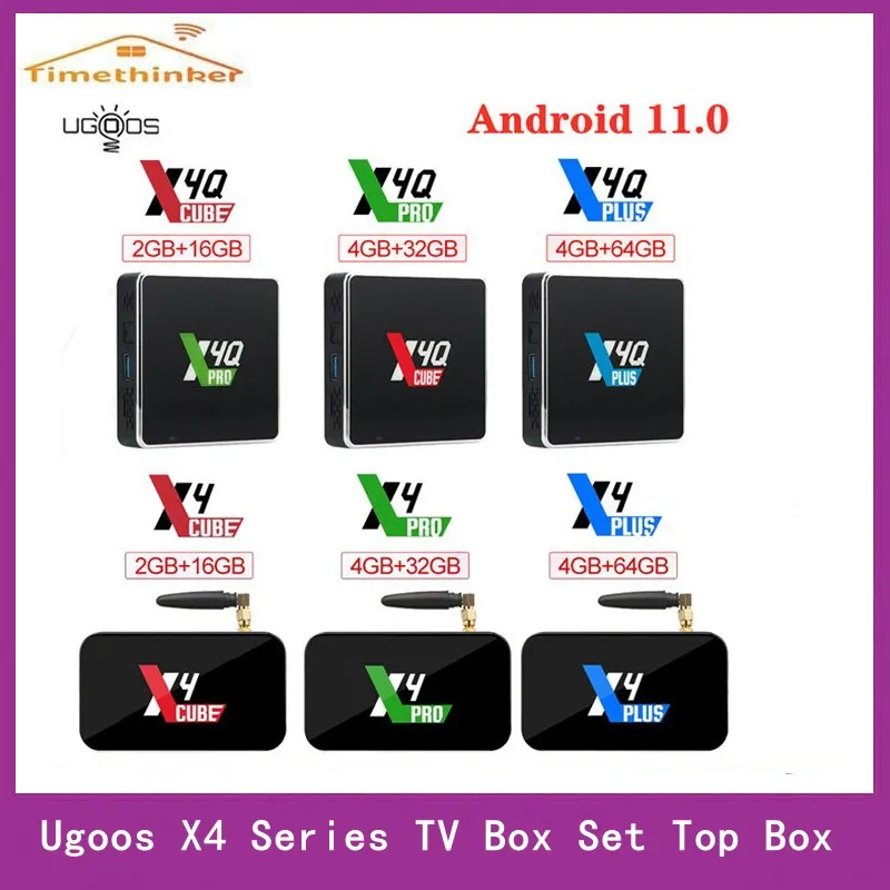 Ugoos X4Q Pro Smart Set Top Box Android 11 X4Q Pro X4Q Plus X4Q Extra 4GB 128GB DDR4 Amlogic S905X4 WiFi BT5.1 1000M 4K TV Box