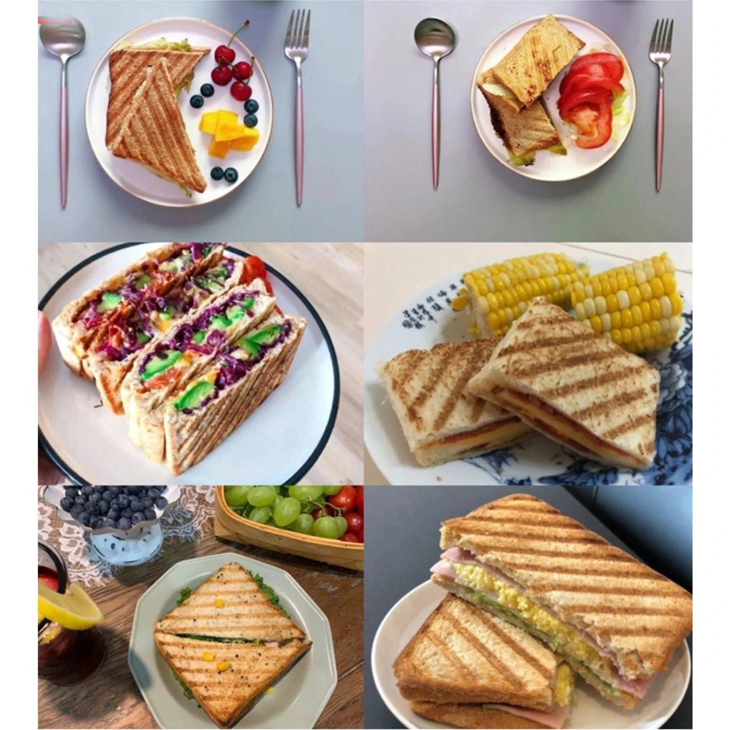 Toasted Sandwich Maker Non-stick Grilled Panini Maker With Insulated Handle Hot Sandwich Making Machine Tools