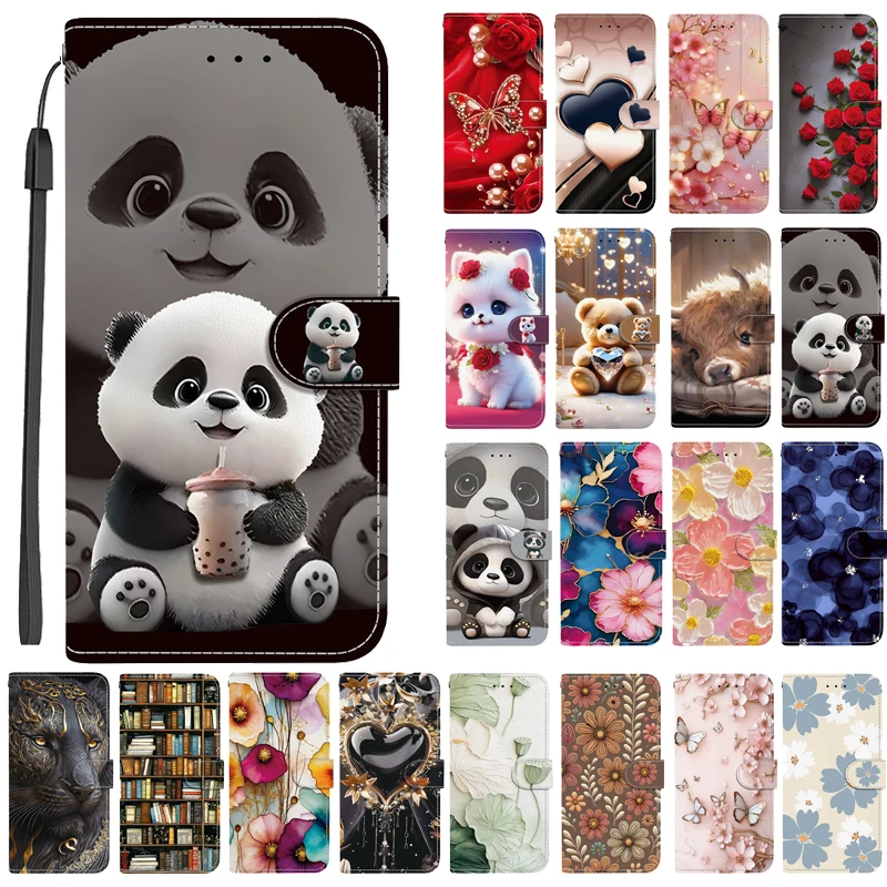 Elegant Colored Flower Wallet Phone Case with 3D Pattern - Cute Flip Leather Cover