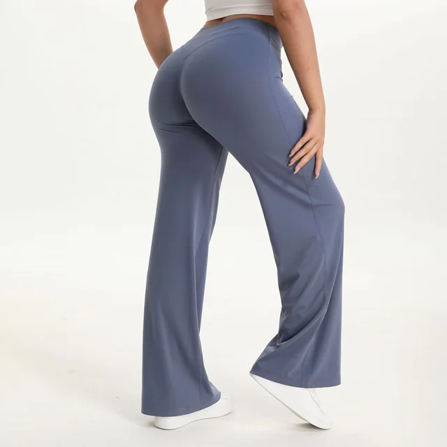 Pantalons de yoga à jambe droite SoftMotion NCLAGEN pour femmes, taille mi-haute, leggings de sport, sensation de peau nue, pantalons de sport pour la course à pied et le Pilates