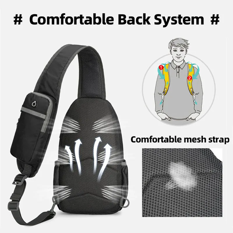 Nylon Chest Bag Running Jogging Phone Pouch Belt Bags for Men