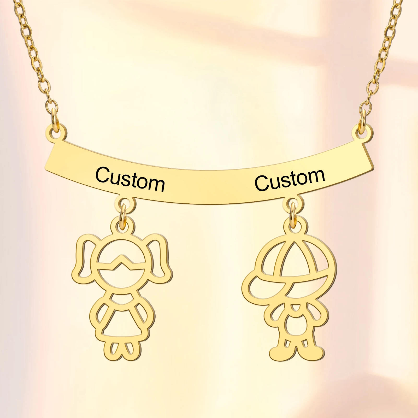 COOLTIME Süße Mädchen Junge individuelle Namenskette Edelstahl Mode personalisierte Paar Anhänger Halskette Schmuck Geschenk – Detail 20