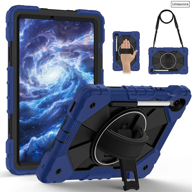 Rugged Shockproof Tablet Case with Stand and Strap for 10.9-12.4 Inch Tablets