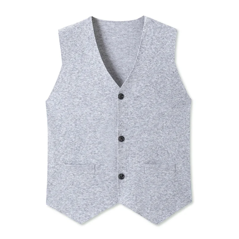 

2023 Spring Autumn New Arrivals Men's Sleeveless Knitting Cardigan Fashion V-Neck Smart Casual Classic Suit Sweater Vest