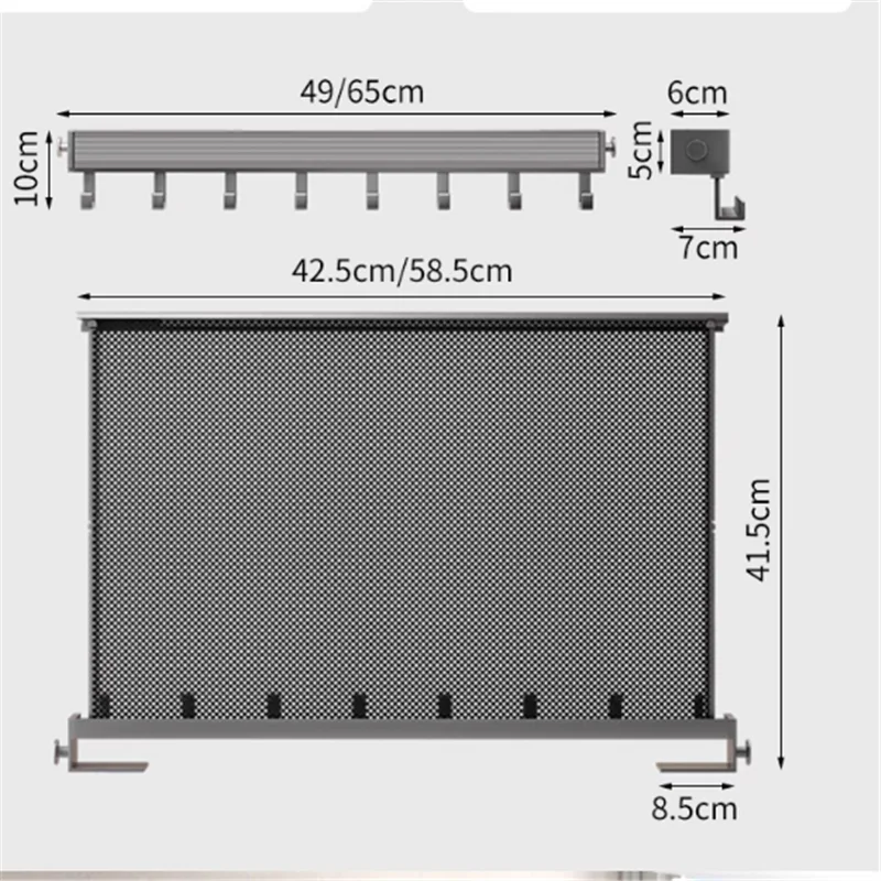 Black invisible folding clothes rack shoe rack retractable mesh wall mounted Aluminum bathroom clothes dryer sock drying Holder