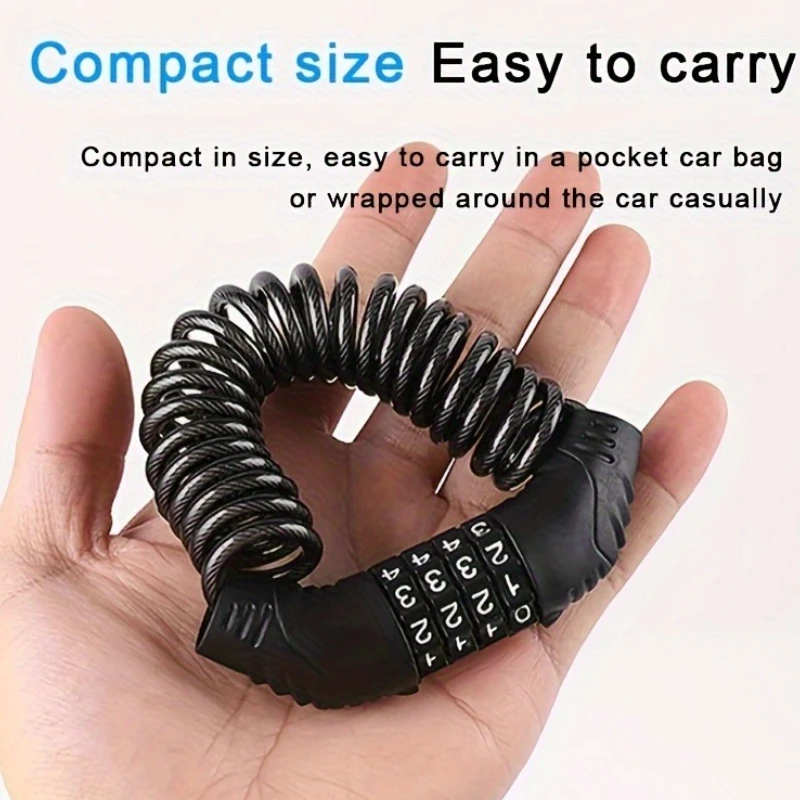 ล็อคจักรยาน สายล็อคแบบเชือก รหัสผ่าน 4 หลัก ล็อคจักรยานเสือภูเขา ล็อครถจักรยานยนต์ ป้องกันการโจรกรรม ล็อคกระเป๋าแบบรหัสผ่าน ล็อคหมวกกันน็อค 1