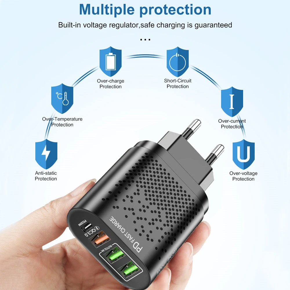 USLION Quick Charger USB Type C Fast Charging Charge 20W QC3.0 PD3.0 EU US KR UK AU Charger Adaper For Iphone 15 Laptop Charger